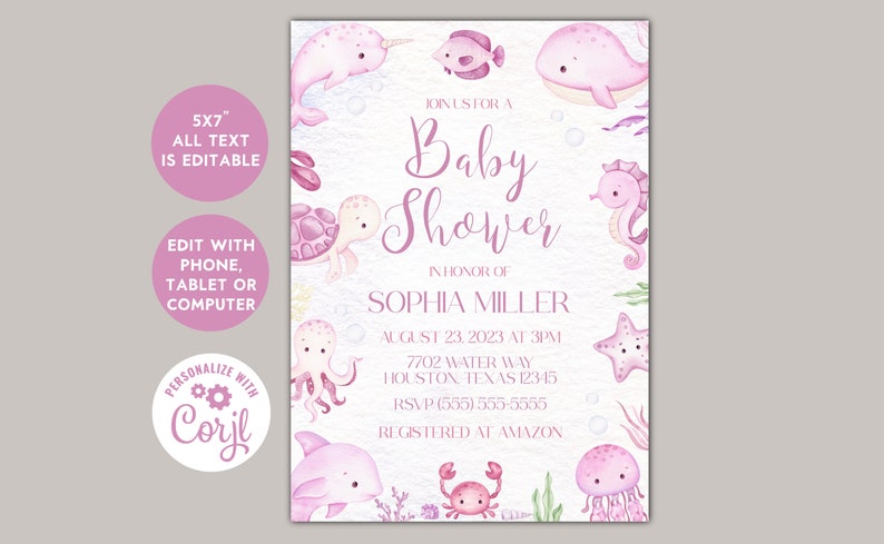 Under the Sea Invite Editable Printable Invitation - Etsy