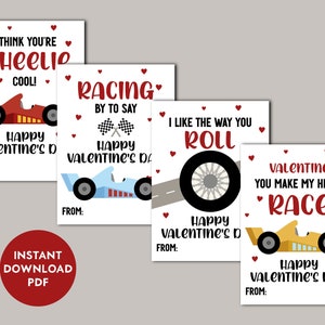 Cartes de Saint-Valentin voiture - imprimables - Wheelie Valentine - téléchargement immédiat - cartes de Saint-Valentin pour enfants