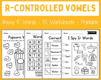 R Controlled Vowels - Worksheets - Bossy R - Bundle - Printable - Instant download