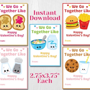 Tarjetas de San Valentín para niños - Imprimibles - Descarga instantánea - Pares - Lindas tarjetas para el día de San Valentín