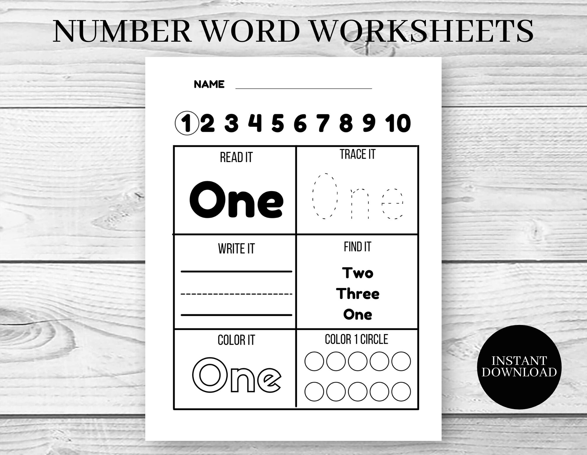 Number worksheets Printable Kindergarten Homeschool | Etsy