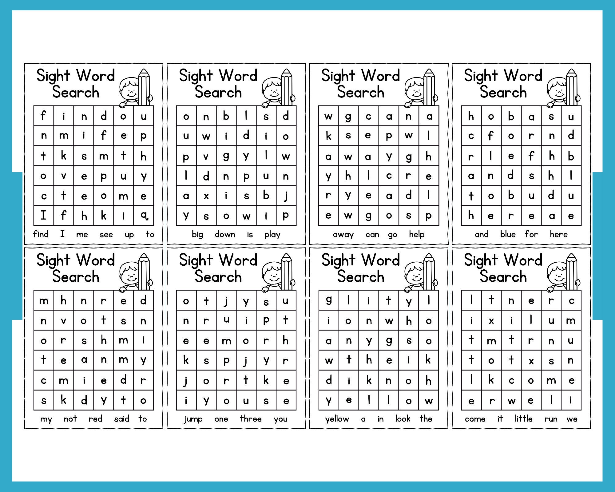 Word Search - Sight Words - Printable - Worksheets - Pre-k ...