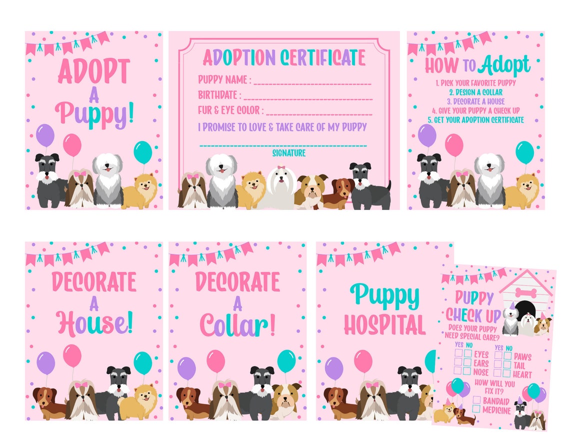 Puppy Party Signs Printable Instant Download Adopt a - Etsy