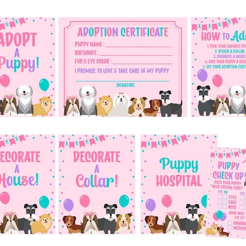 INSTANT DOWNLOAD Puppy Birthday Party Adopt a Puppy Sign Pet - Etsy