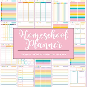 Homeschool Planner - Printable - Lesson Planner - Weekly Planner - Schedule - Attendance - Unit Study - Reading Log - Digital Download