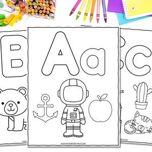 Páginas para colorear - Imprimible - Alfabeto - Hojas de trabajo - Jardín de infantes - Prek - Educación en el hogar - Recursos para maestros