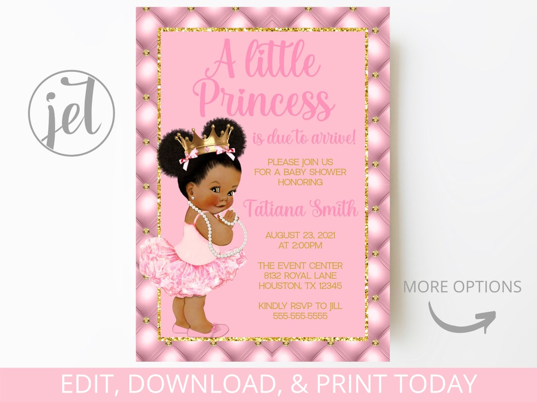 Editable Invitation Baby Shower Princess Printable Invitation Template