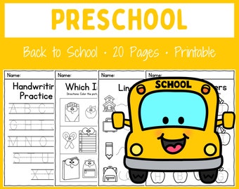 Preschool Worksheets - Printable - Homeschool - Teacher Resources - Instant Download - Back to school - No prep