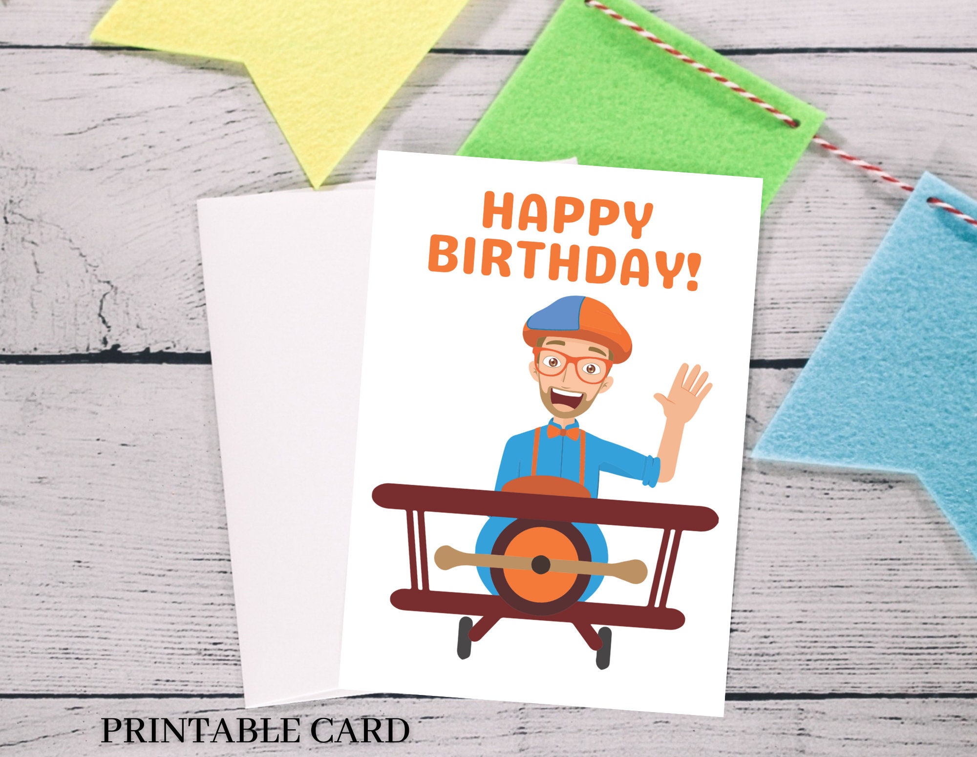 blippi birthday card printable instant download diy etsy