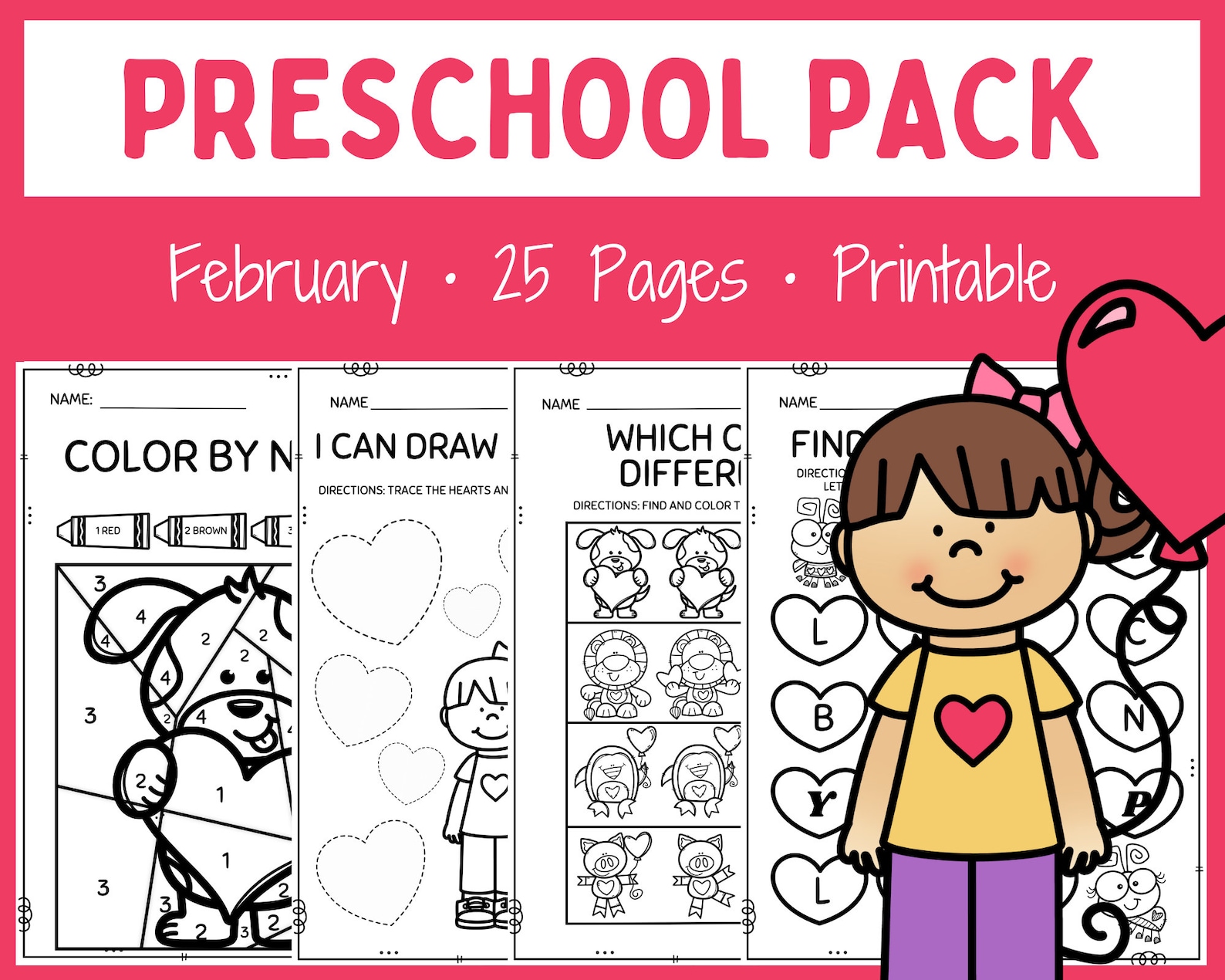 Preschool Pack Printable February Math Letters - Etsy