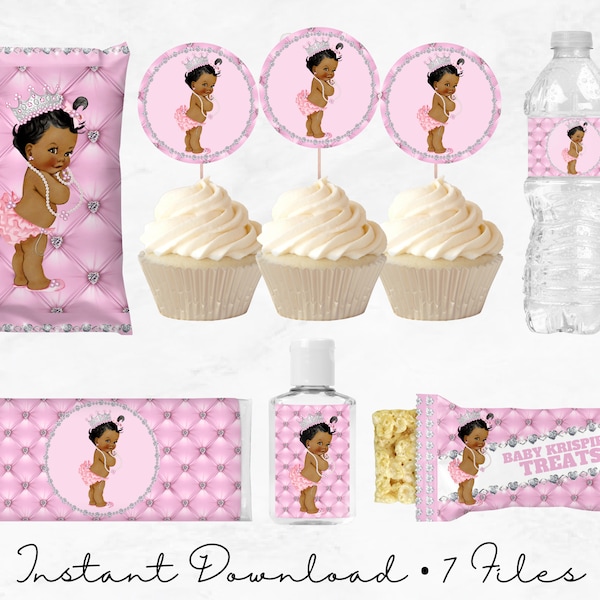 Baby Shower Package - Princess - Instant Download - Printable - Chip bags - Water labels - Chocolate Wrapper - Rice Krispies - Gift Tag