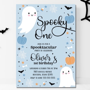 Spooky One invitation - Editable - Printable - Halloween Birthday - ANY AGE - Invitation template - Digital download - First Birthday