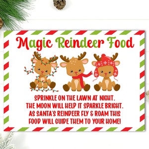 Magic Reindeer Food - Tag - Printable - Instant Download - Christmas Label