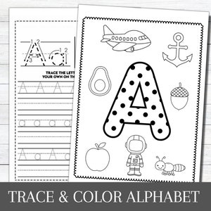 Alphabet Worksheets Printable Tracing Coloring Homeschool Teacher Kids Letters Kindergarten Prek Toddlers Practice zdjęcie 7