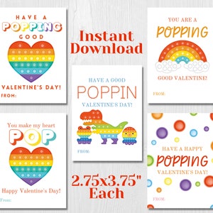 Pop it Valentine Cards - Printable - Instant download - Valentine's Day Cards