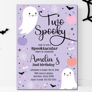 Two Spooky invitation - Editable - Printable - Halloween Birthday - ANY AGE - Invitation template - Digital download - Second Birthday