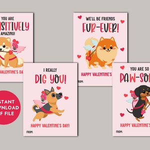 Valentine Cards - Printable - Kids Valentines Day Cards - Instant ...