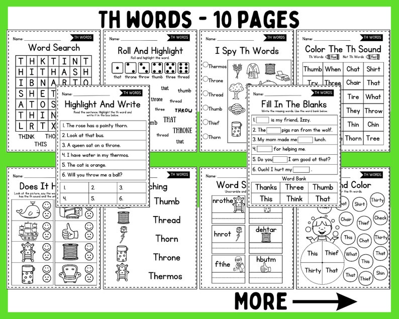 Printable Worksheets - Diagraphs - Beginning Sounds - First Grade ...
