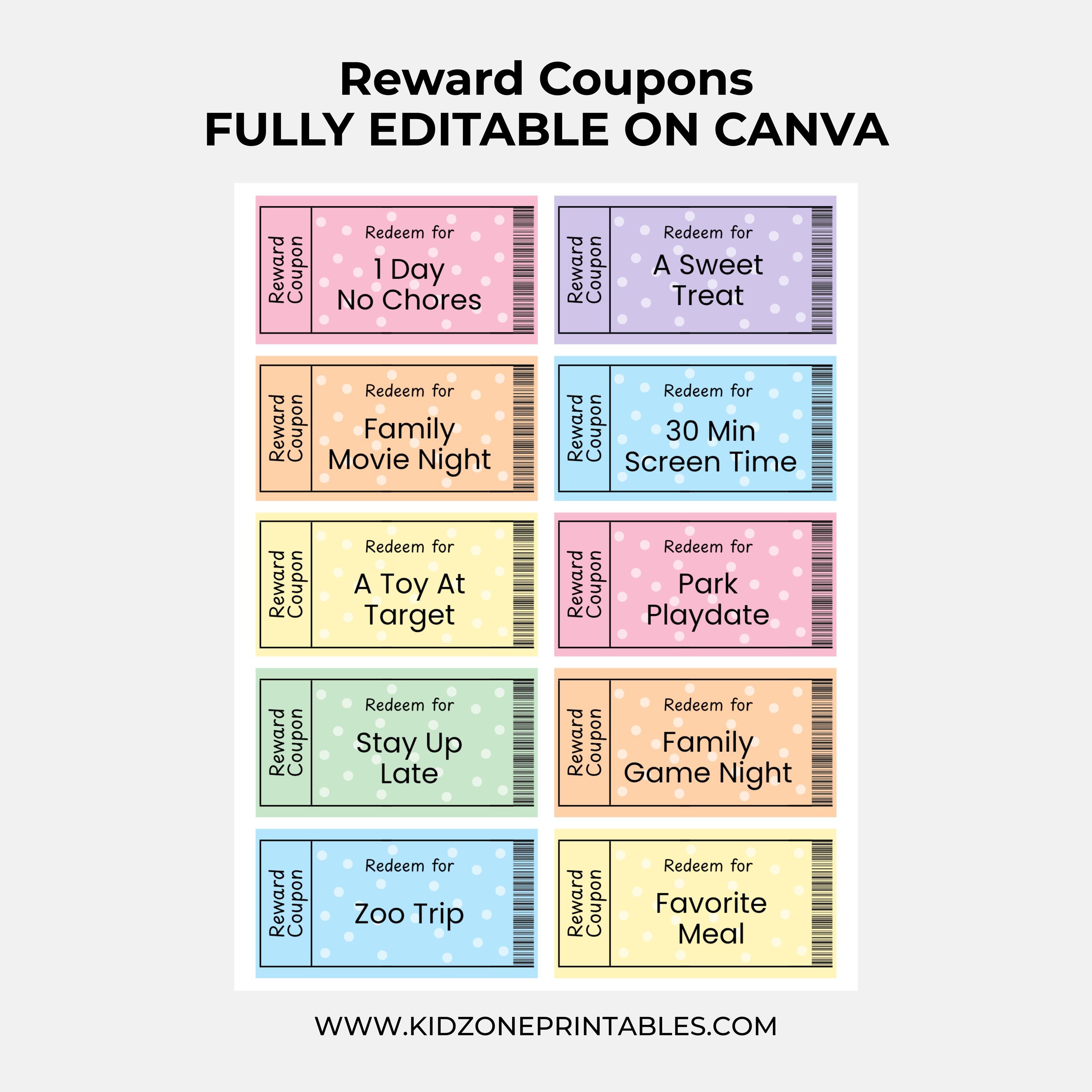 Editable Kids Chore Chart and Bucks - Printable - Reward Bucks - Chore ...