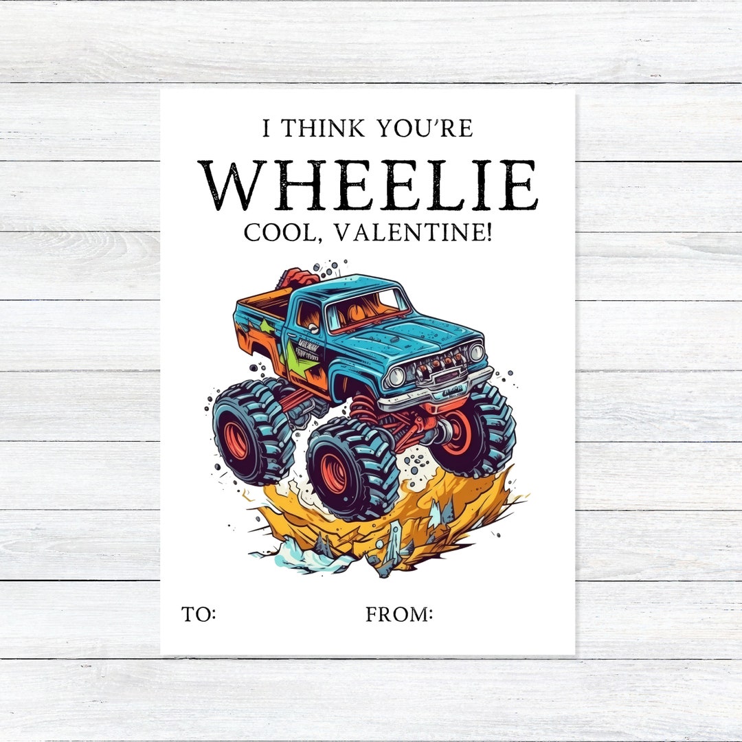 Truck Valentine Card Printable Instant Download School Class Party Kids ...