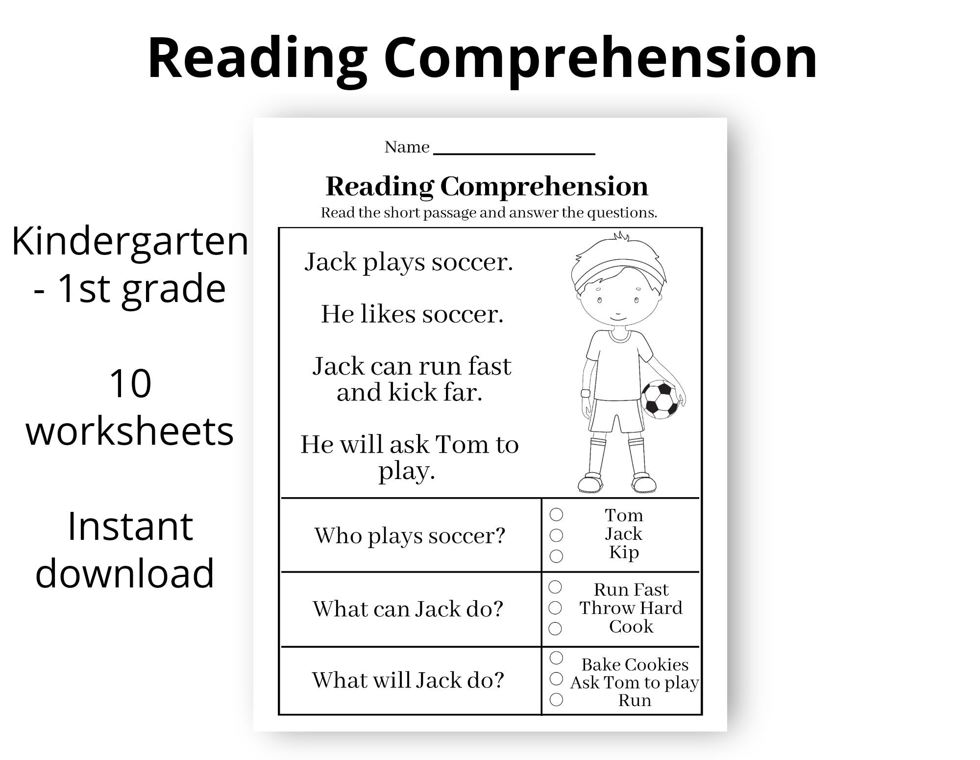 reading comprehension printable worksheet first grade etsy canada