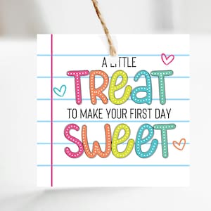Treat gift tag - Printable - Back to school - Instant Download - Student favor tags - Digital Download - Colorful - Meet the teacher