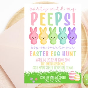 Easter invitation - Editable - Party with my peeps - Printable - Invitation template image 5