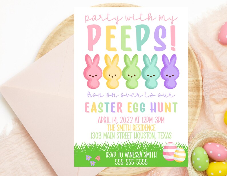 Easter invitation - Editable - Party with my peeps - Printable - Invitation template image 5