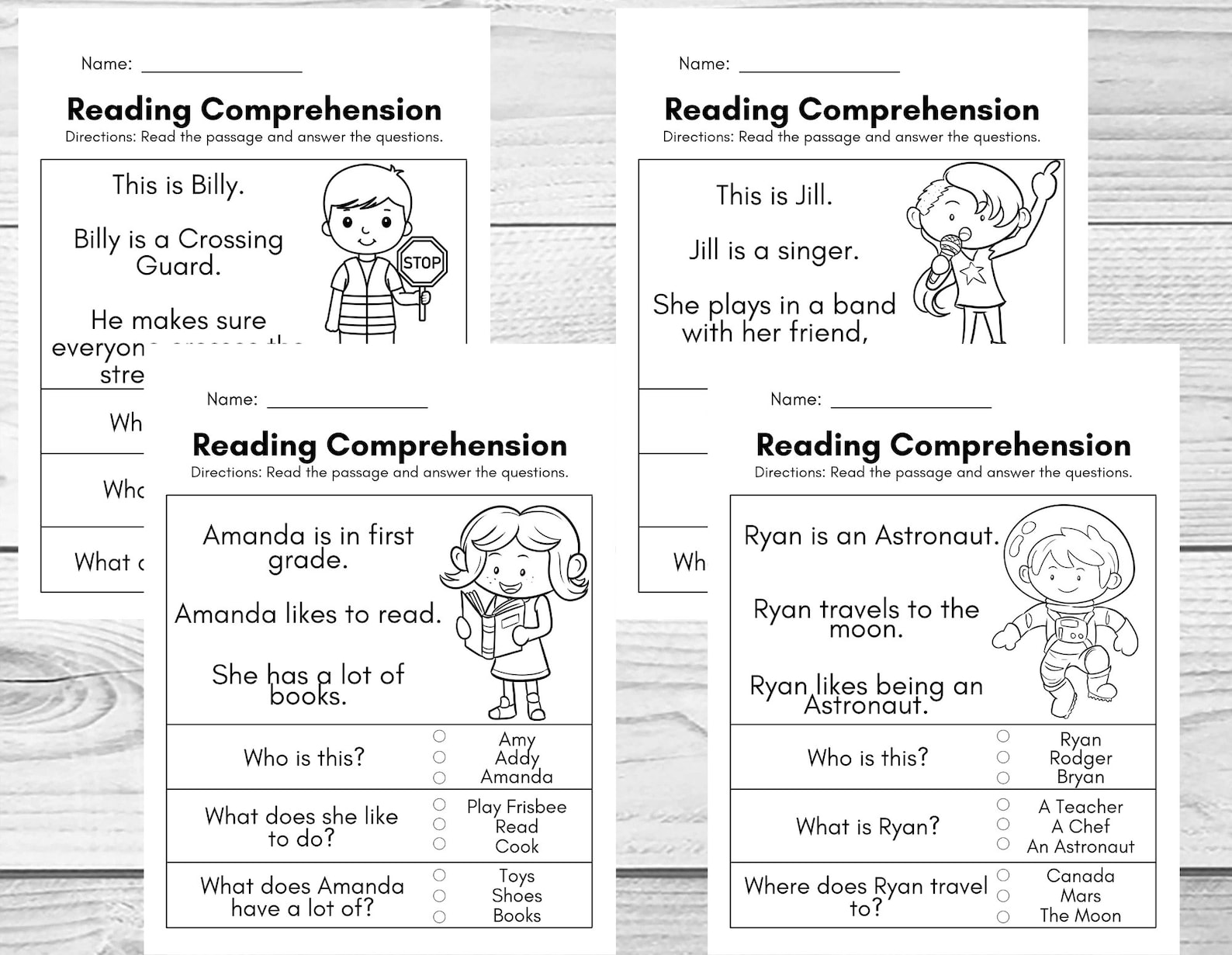 Reading Comprehension Worksheets - Printable - Kindergarten - First ...