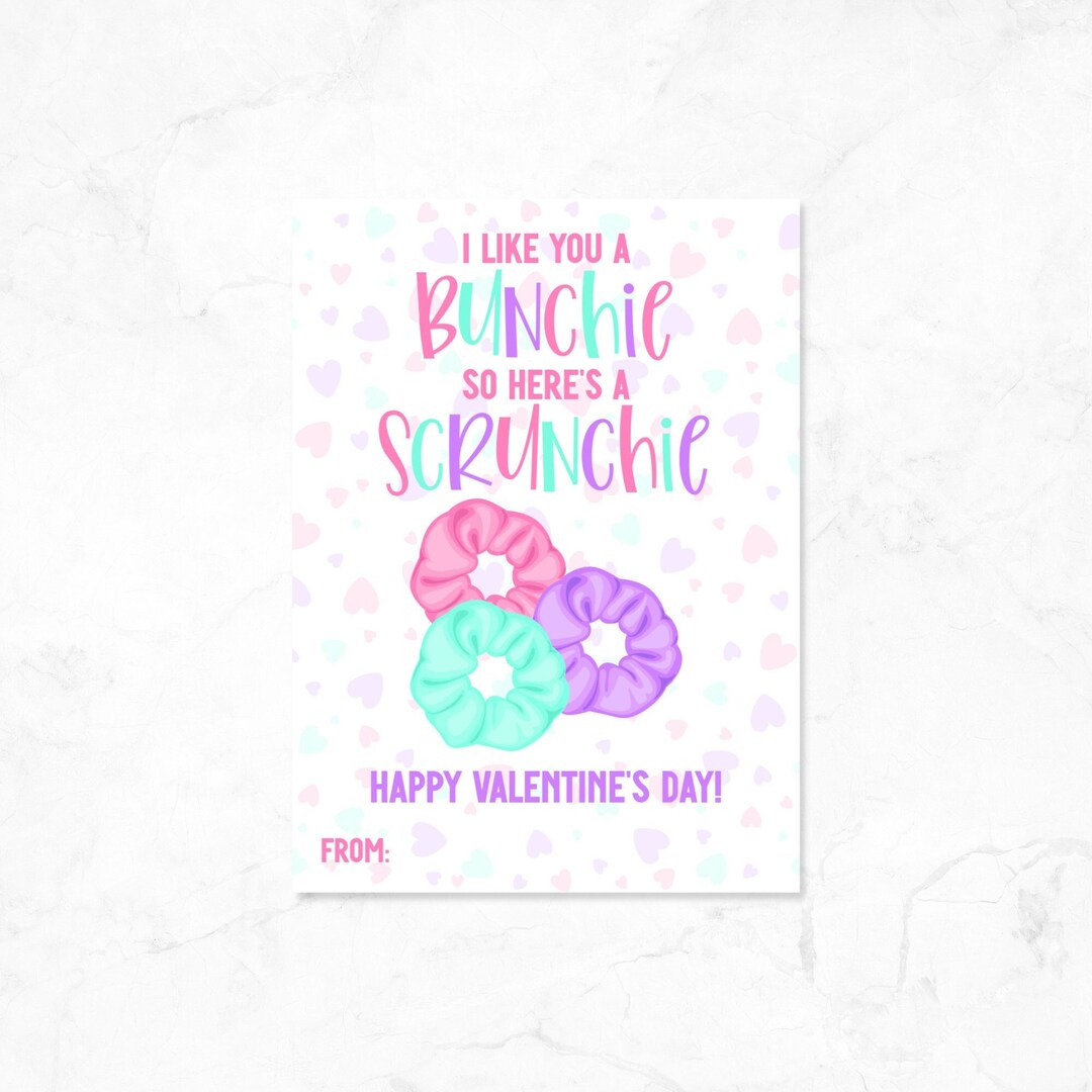 Scrunchie Valentine Printable Hair Tie Valentine #39 s Day Cards Instant Scrunchie Valentine Printable Hair Tie Valentine #39 s Day Cards Instant