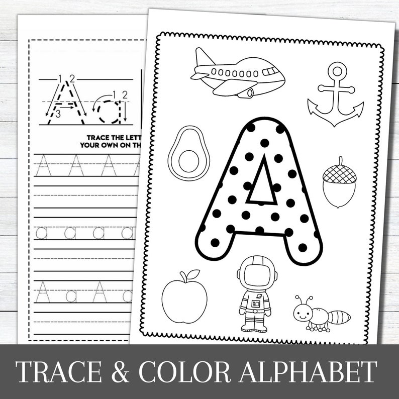 Alphabet Worksheets Printable Tracing Coloring Homeschool Teacher Kids Letters Kindergarten Prek Toddlers Practice zdjęcie 1