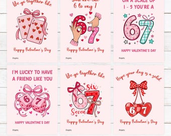 Sei sette biglietti di San Valentino - Stampabili - San Valentino per bambini - Biglietto di San Valentino scolastico - Festa di classe - 67 San Valentino - PDF