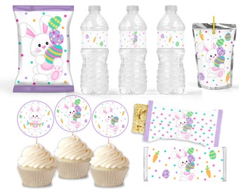 Easter Party Package - Instant download - Printable - Water labels - Cupcake topper - Chocolate wrapper - Juice label - Rice Krispie Wrapper