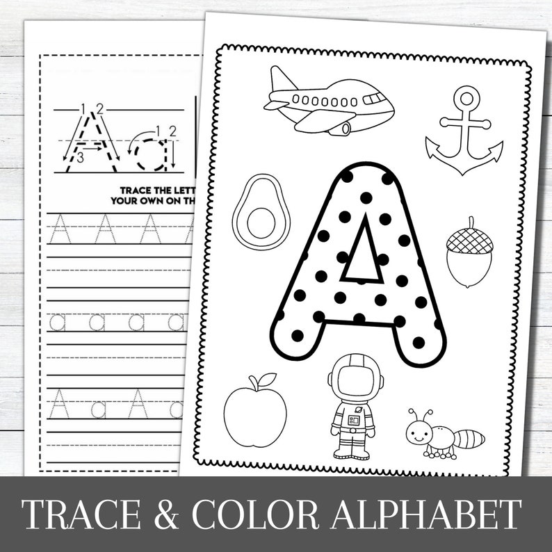 Alphabet Worksheets Printable Tracing Coloring Homeschool Teacher Kids Letters Kindergarten Prek Toddlers Practice zdjęcie 8