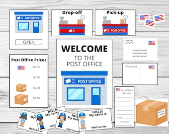 Post office pretend play - Dramatic play - Printable - Mail carrier - Mail man - Postal service - Instant download