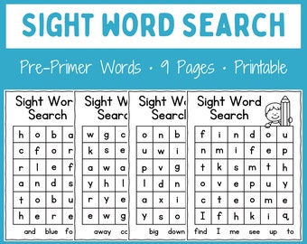 Word search - Sight Words - Printable - Worksheets - Pre-k - Kindergarten