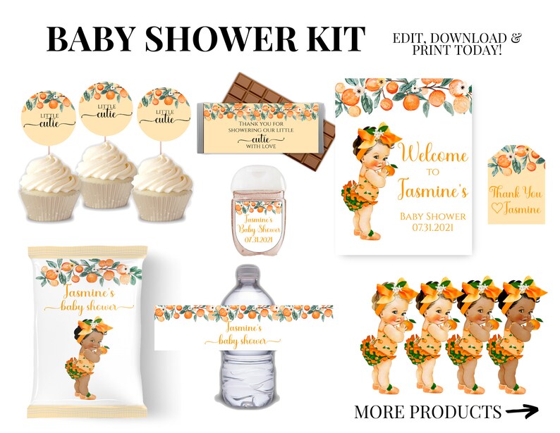 Cutie Baby Shower Kit Editable Printable Custom Girl Etsy