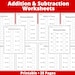 Math Worksheets - Printable - Instant Download - Addition - Subtraction ...