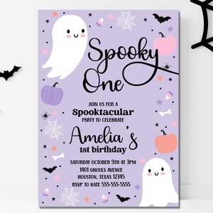 Spooky One invitation - Editable - Printable - Halloween Birthday - ANY AGE - Invitation template - Digital download - First Birthday