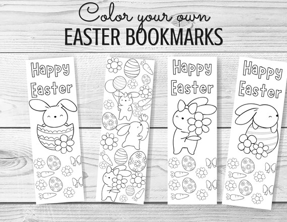 Easter Bookmarks Printable Coloring PDF Kid's - Etsy