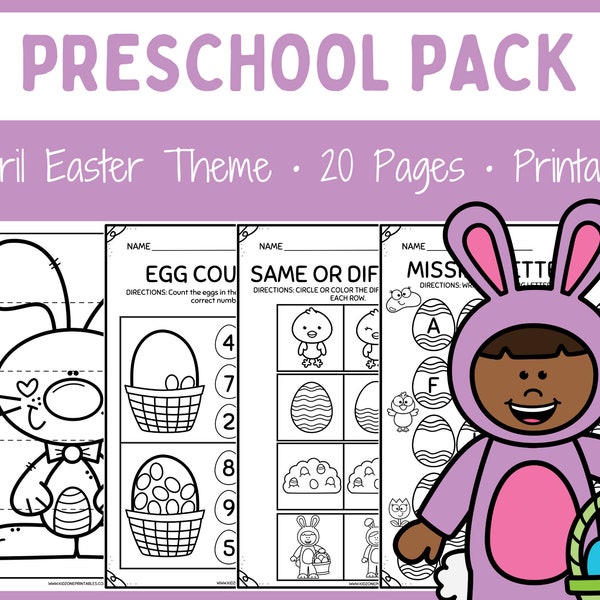 Easter printables - Preschool - Math - Letters - Instant download - Prek - Homeschool - Worksheets - Activities