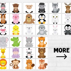 Op de afbeelding: Een set van 36 kleurrijke dierenillustraties, elk met een witte achtergrond. De dieren omvatten een koe, een varken, een walrus, een pingu&iuml;n, een zebra, een giraffe, een leeuw, een aap, een bever, een eekhoorn, een neushoorn, een tijger, een beer, een krokodil, een olifant, een eend, een zeehond, een konijn, een uil, een vos, een rendier, een wolf, een schaap, een vis en een vogel. De illustraties zijn perfect voor gebruik in kinderboeken, educatief materiaal of knutselwerk.