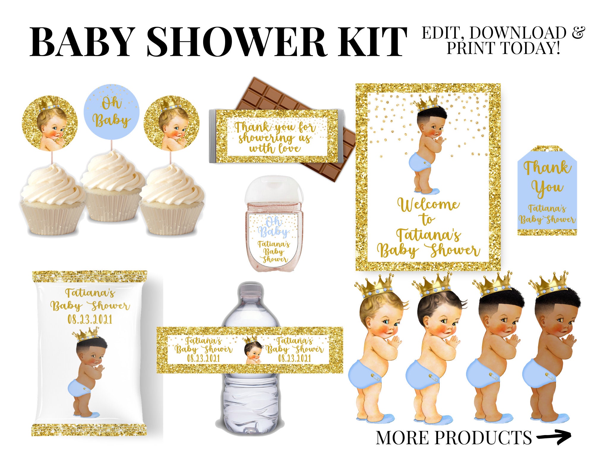 Editable baby shower kit Package Bundle Printable Etsy