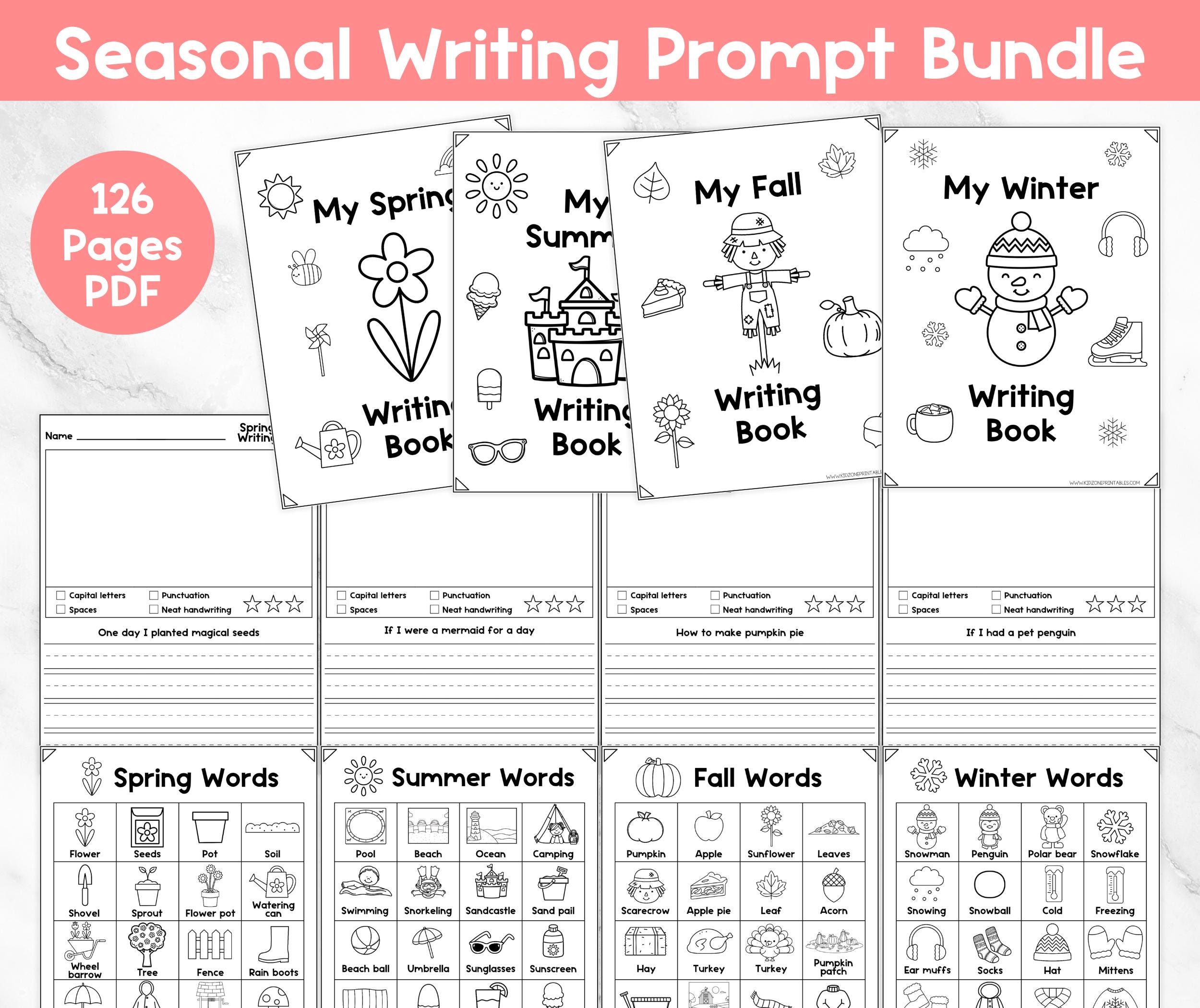 Writing Prompt Bundle - Printable - Writing Journal - Seasonal Writing ...