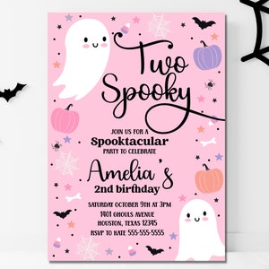 Two Spooky invitation - Editable - Printable - Halloween Birthday - ANY AGE - Invitation template - Digital download - Second Birthday