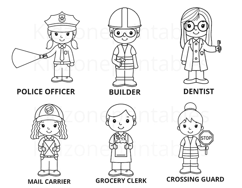 Community Helpers Coloring Pages Printable Instant - Etsy