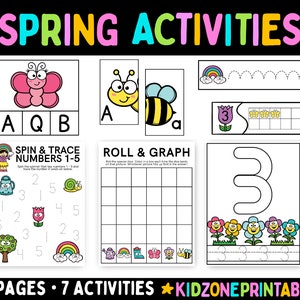 Atividades de primavera - Imprimível - Centros - Pré-escola - Jardim de infância - Download instantâneo