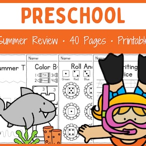 Prek Summer Review - Printable - Worksheets - Homeschool - Teacher Resources - Instant Download - Math and Literacy