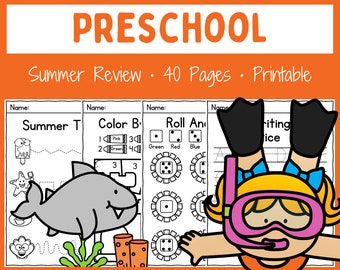 Prek Summer Review - Printable - Worksheets - Homeschool - Teacher Resources - Instant Download - Math and Literacy