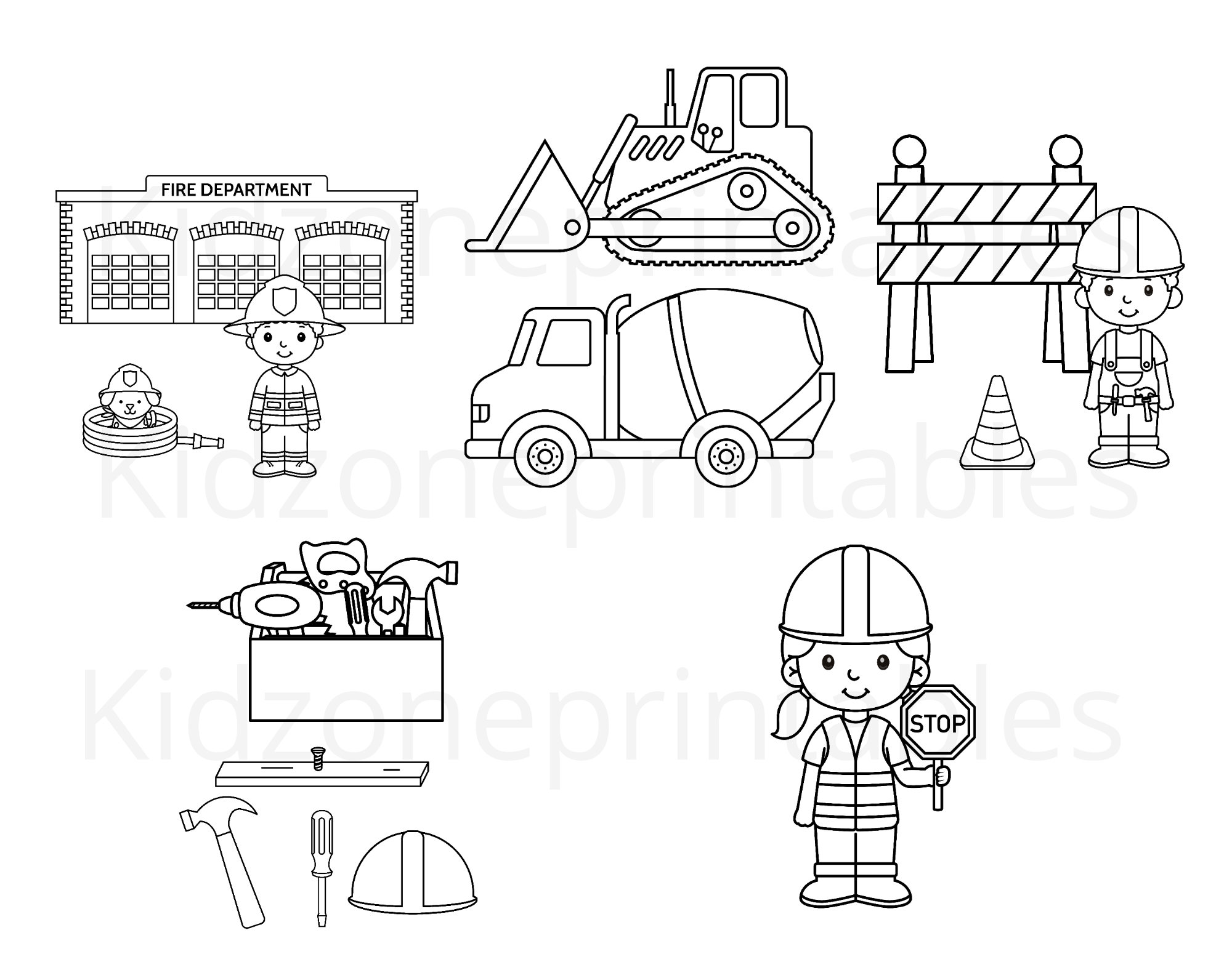 community helpers coloring pages printable instant etsy